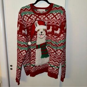 Jolly Sweaters Unisex XL Silly Llama Ugly Christmas Sweater Red Green White GUC